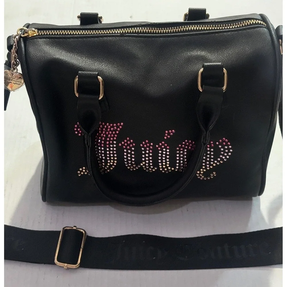 Juicy Couture Viral Black Rhinestone Logo Satchel Crossbody Bag new w/o tags